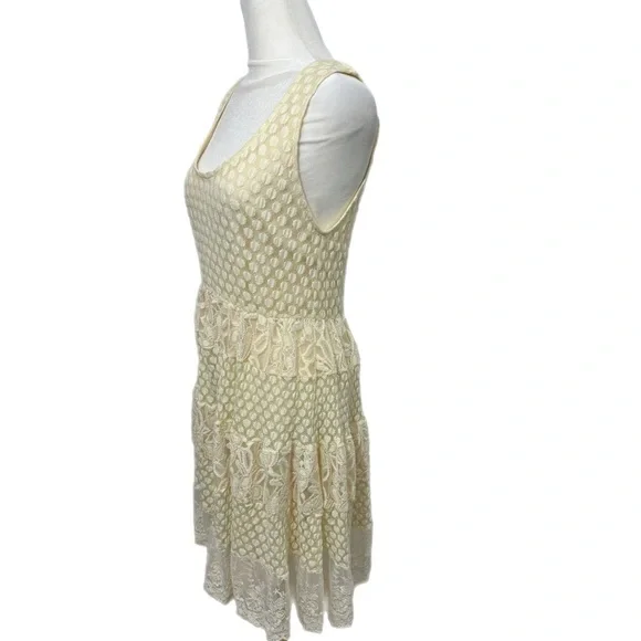 A'reve Anthropologie Boho Dress Women’s Sz M Cream Lace Sleeveless Vintage Style - Picture 4 of 11